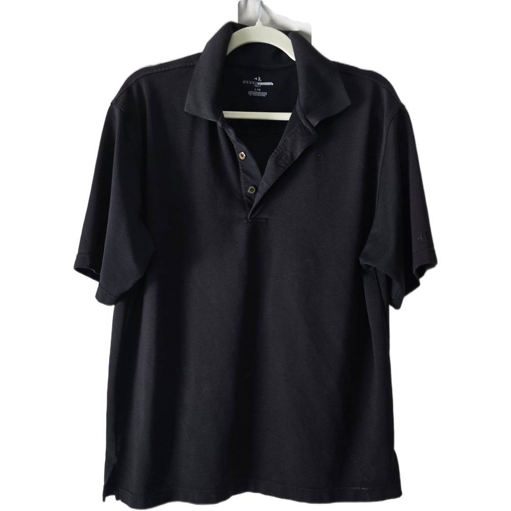 Grand Slam Golf Mens Polo‎ Shirt Black Short Sleeve Micro Ribbed Performance L